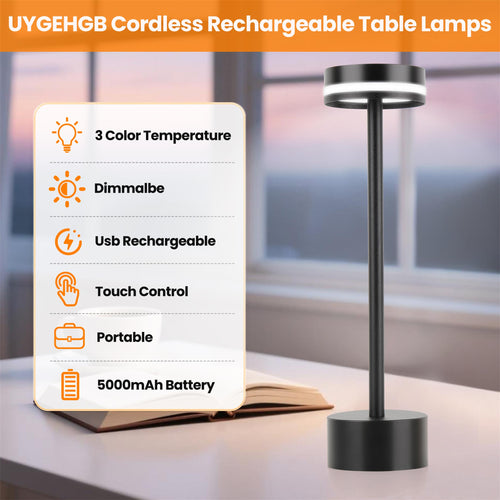 Cordless LED Table Lamp with Dimming Touch Control