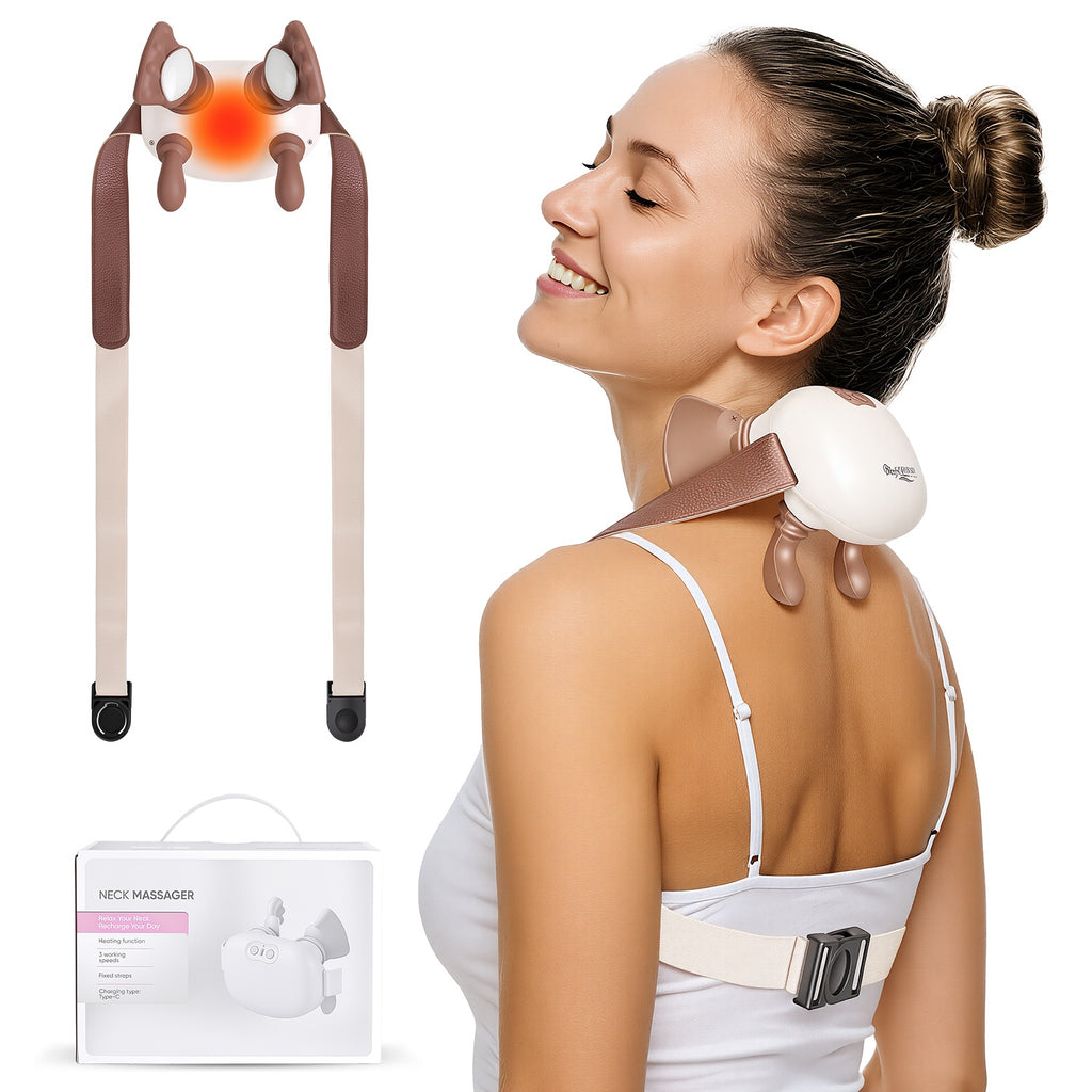 Cordless neck massager with heat