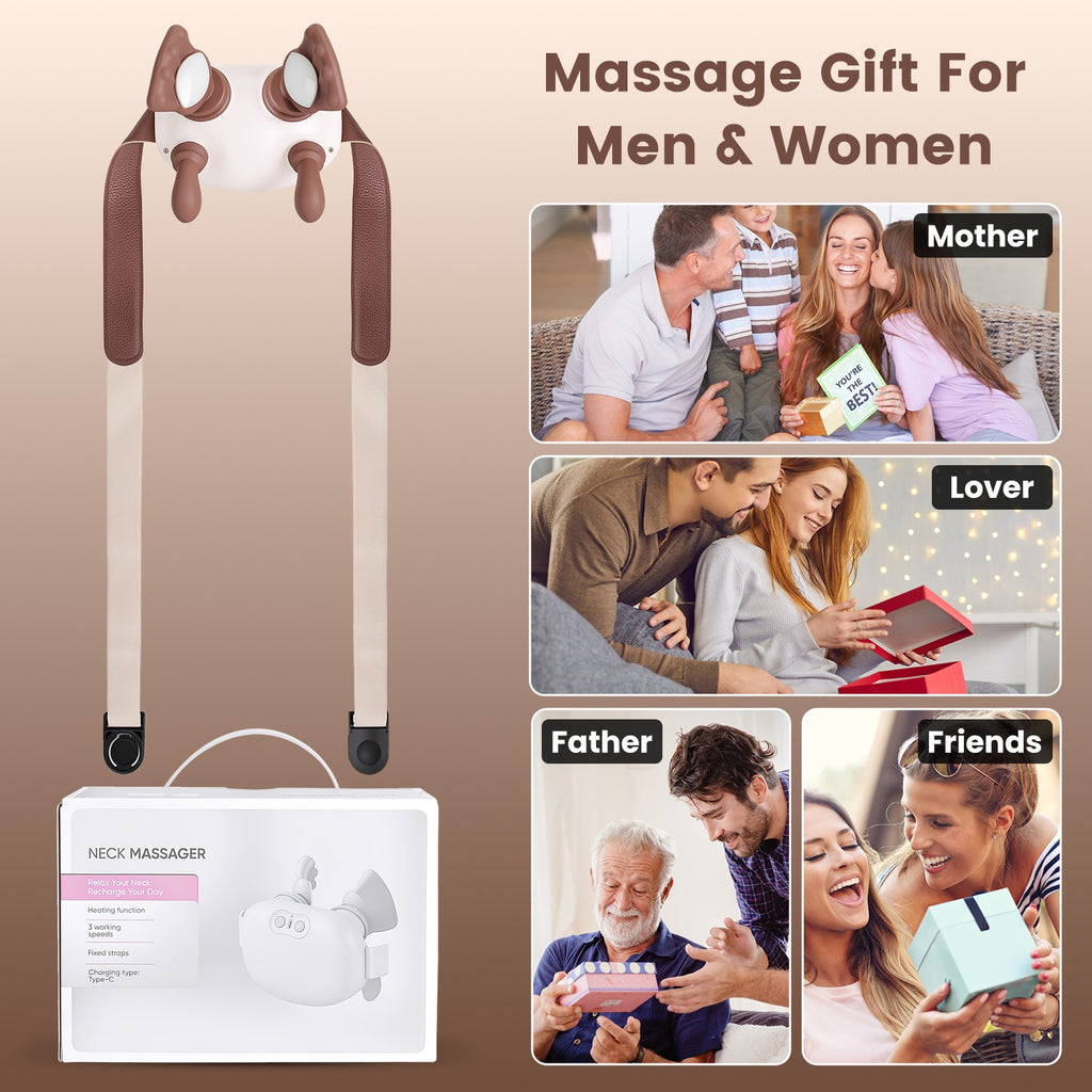 Cordless neck massager with heat