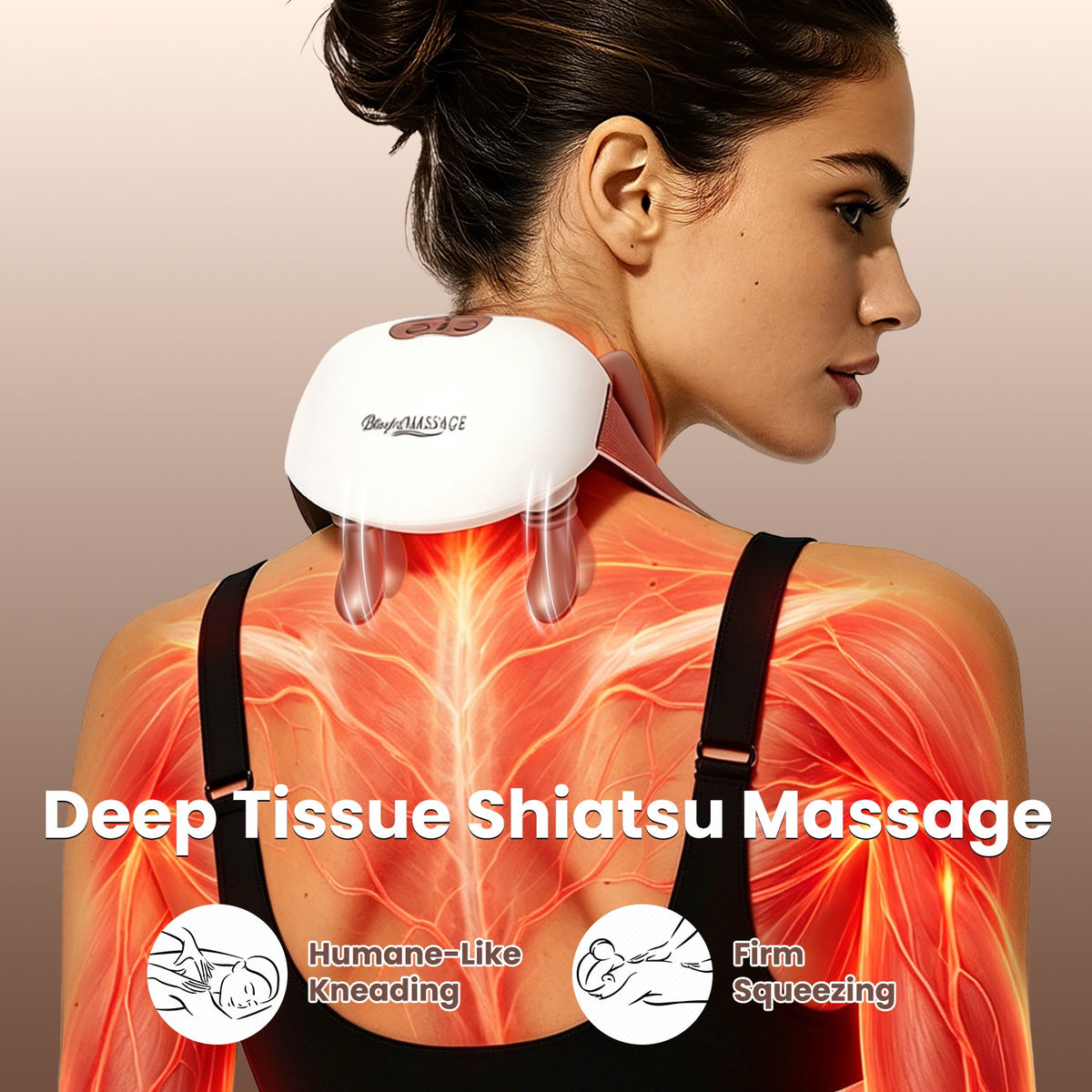 Cordless neck massager with heat