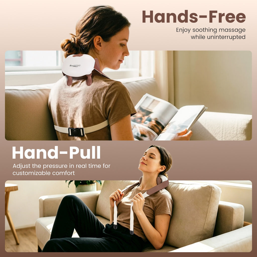 Cordless neck massager with heat