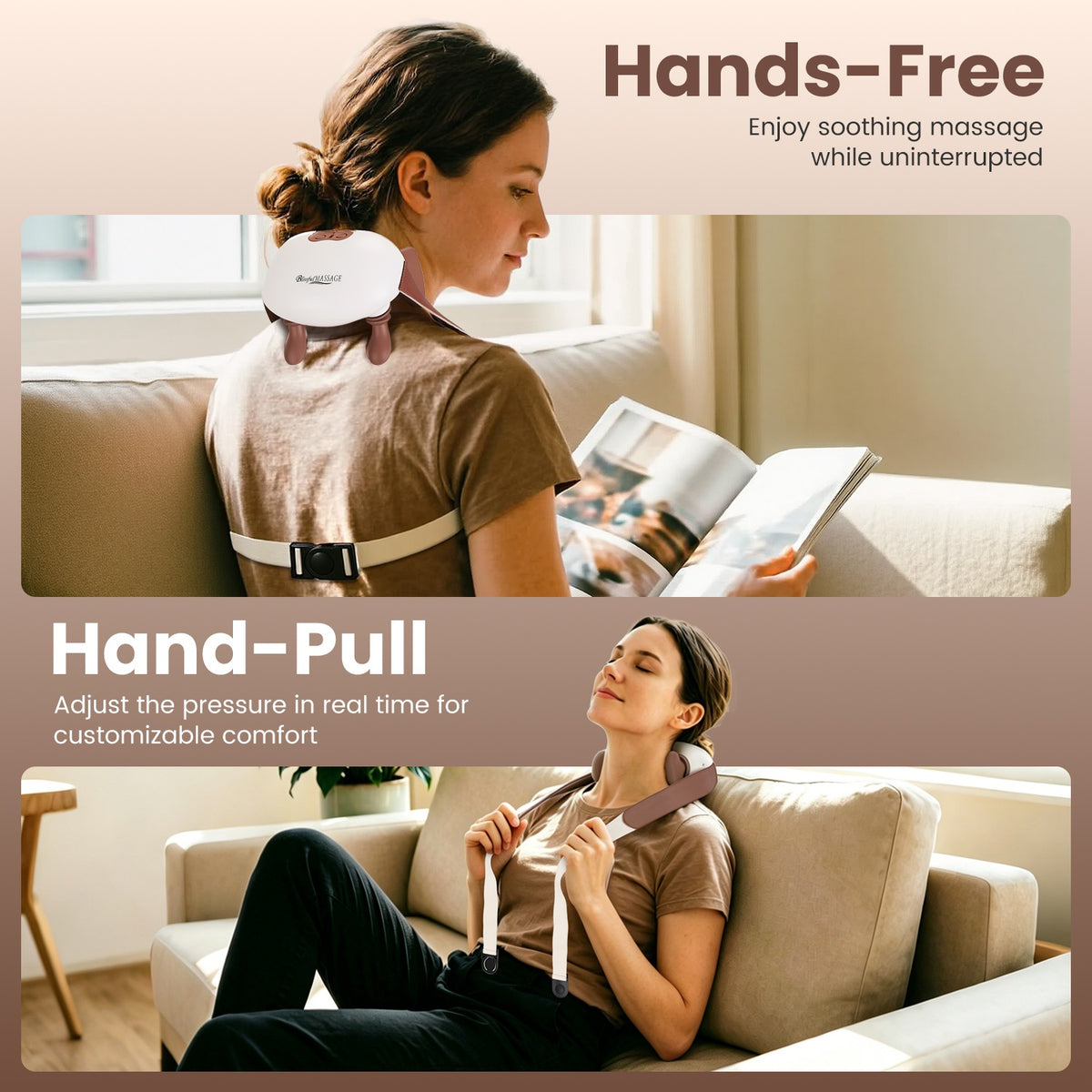 Cordless neck massager with heat