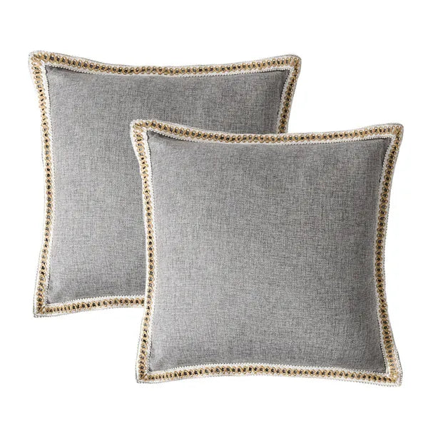 Vintage linen throw pillow covers, set of 2