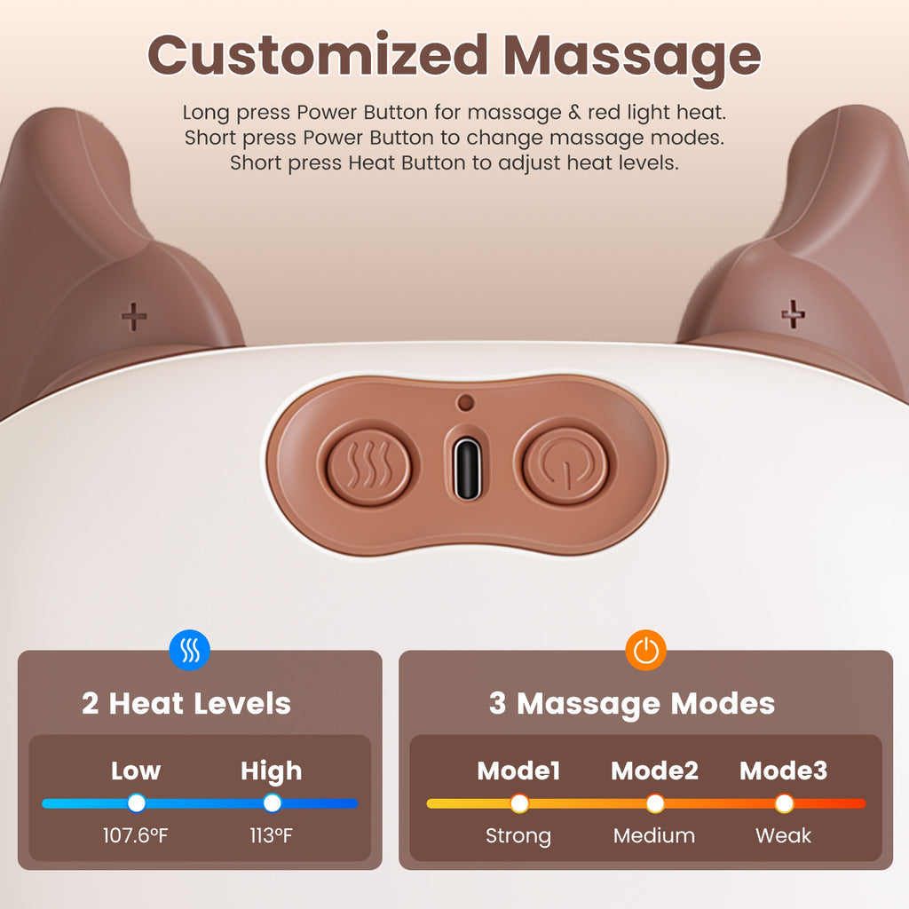 Cordless neck massager with heat