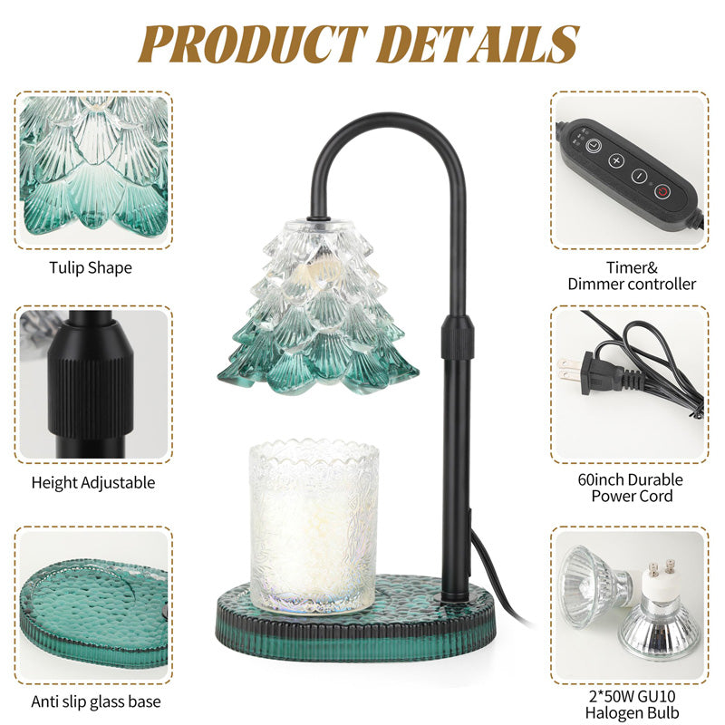 Adjustable candle warmer lamp with timer and dimmer