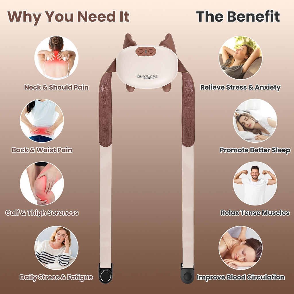 Cordless neck massager with heat