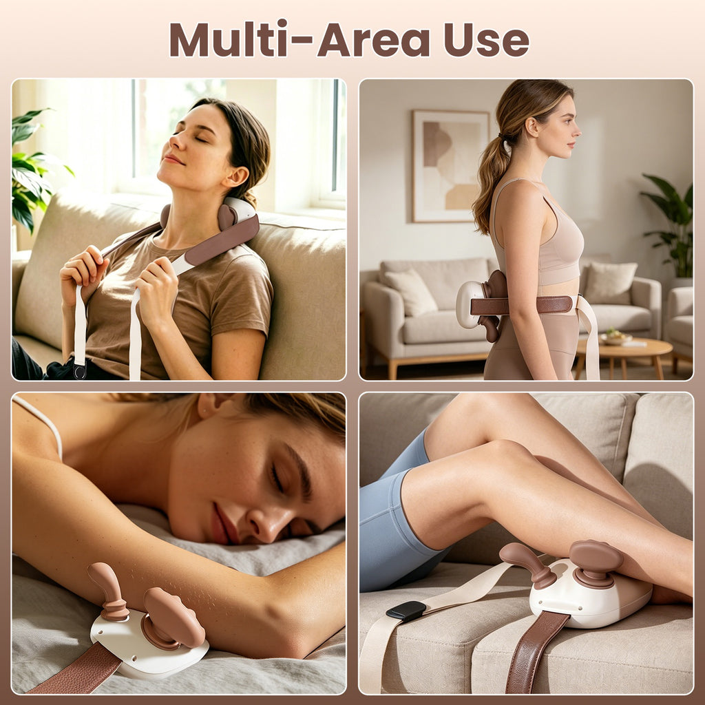 Cordless neck massager with heat