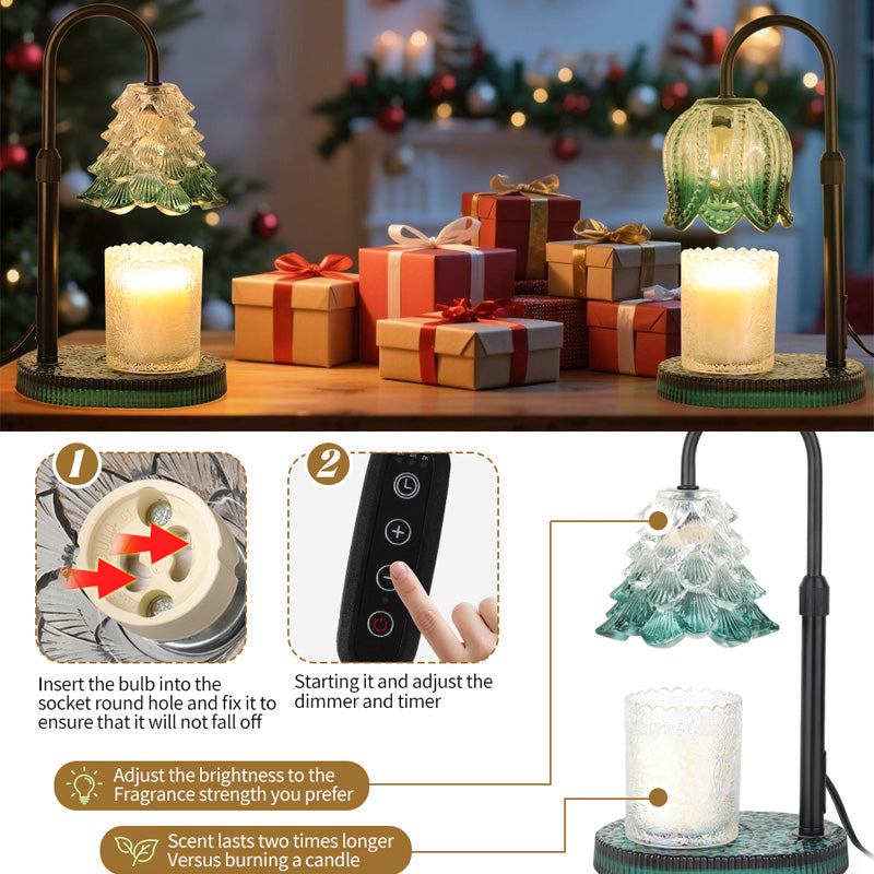 Adjustable candle warmer lamp with timer and dimmer