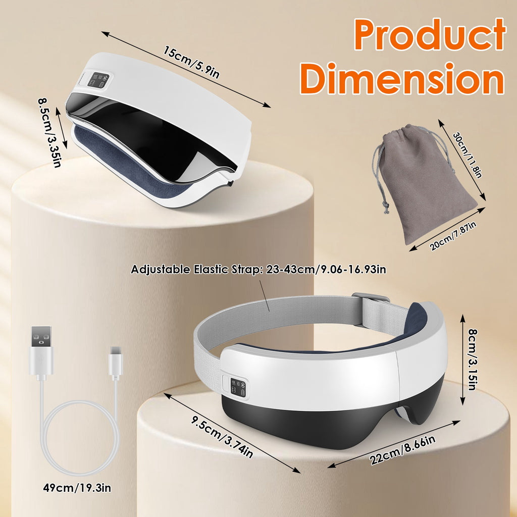 Foldable eye massager with soothing features