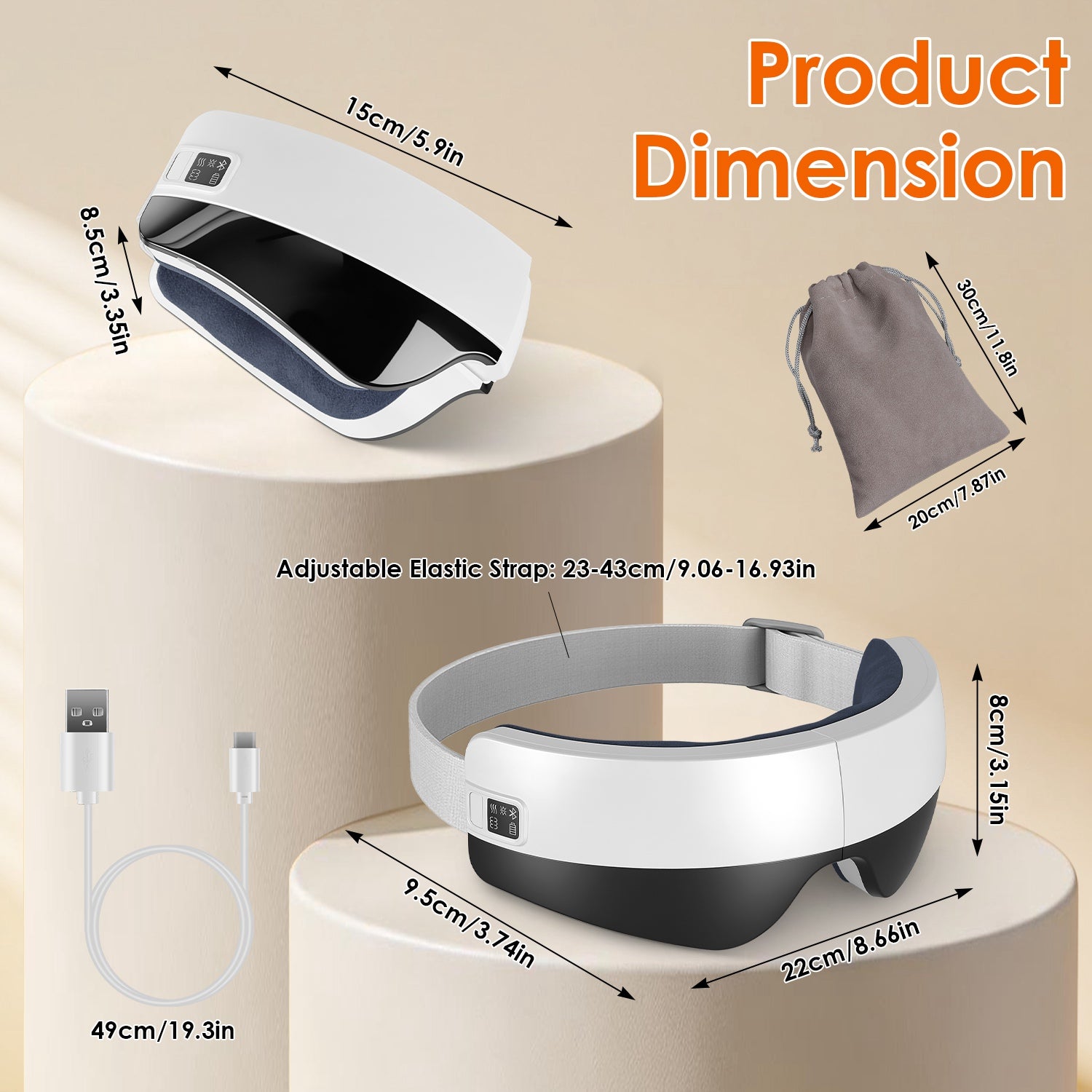 Foldable eye massager with soothing features