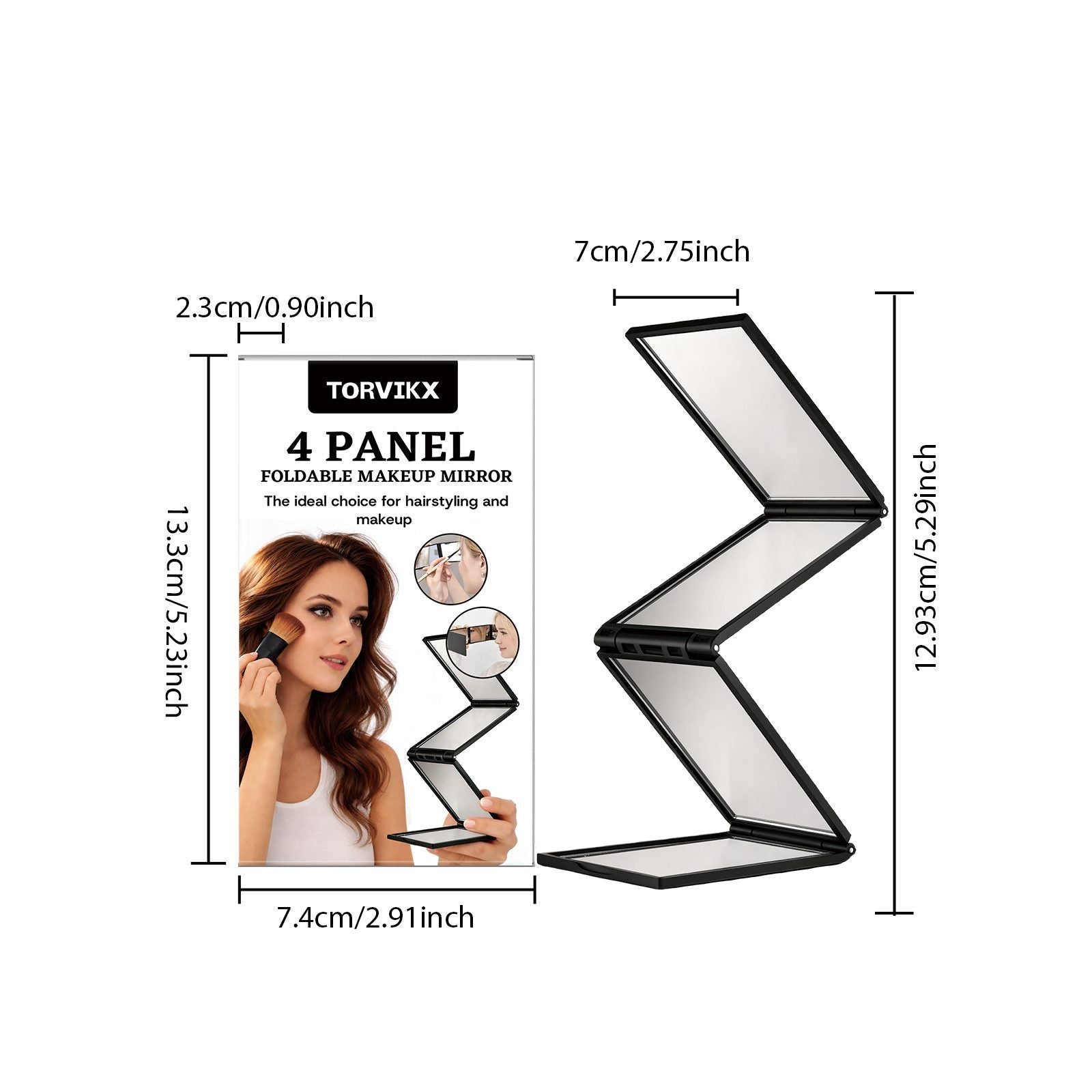 Four-Panel Folding Makeup Mirror