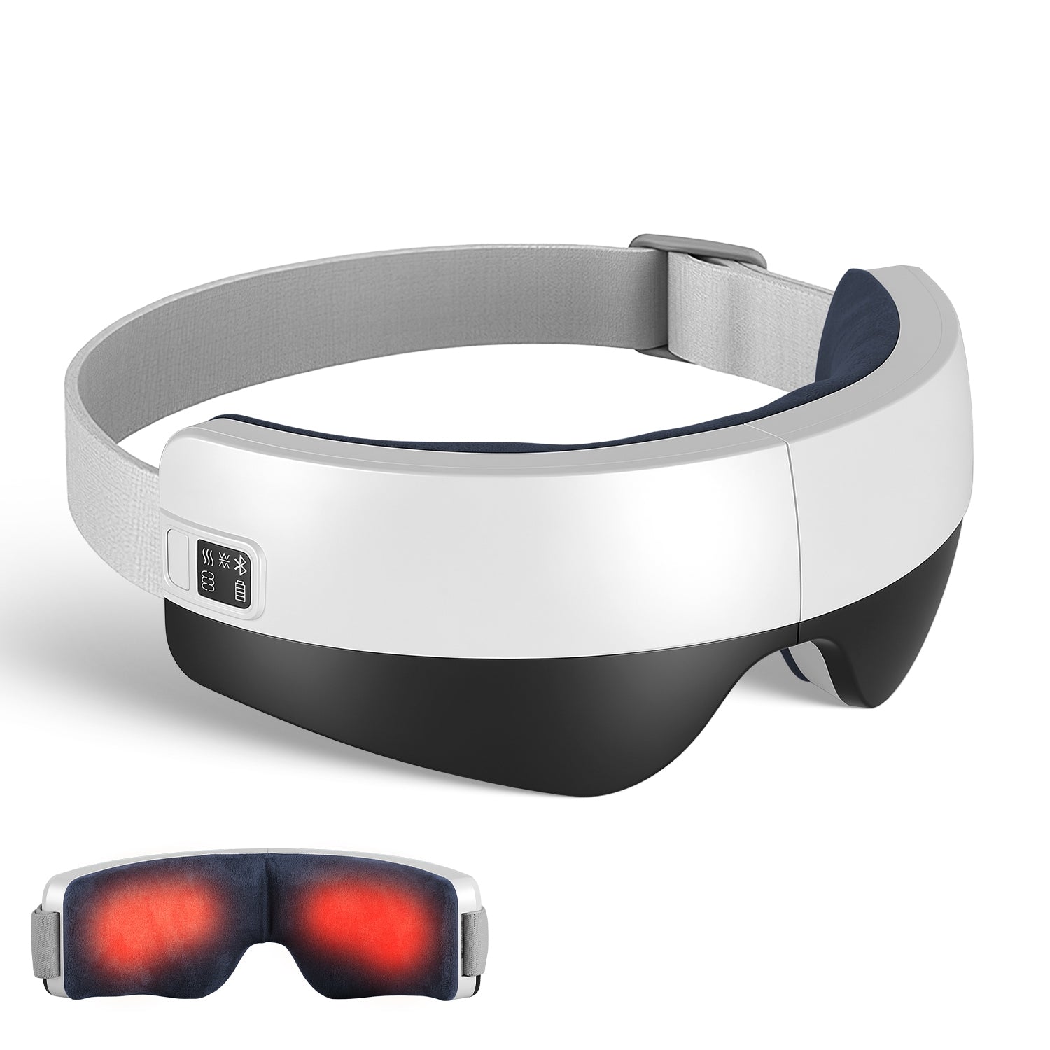 Foldable eye massager with soothing features