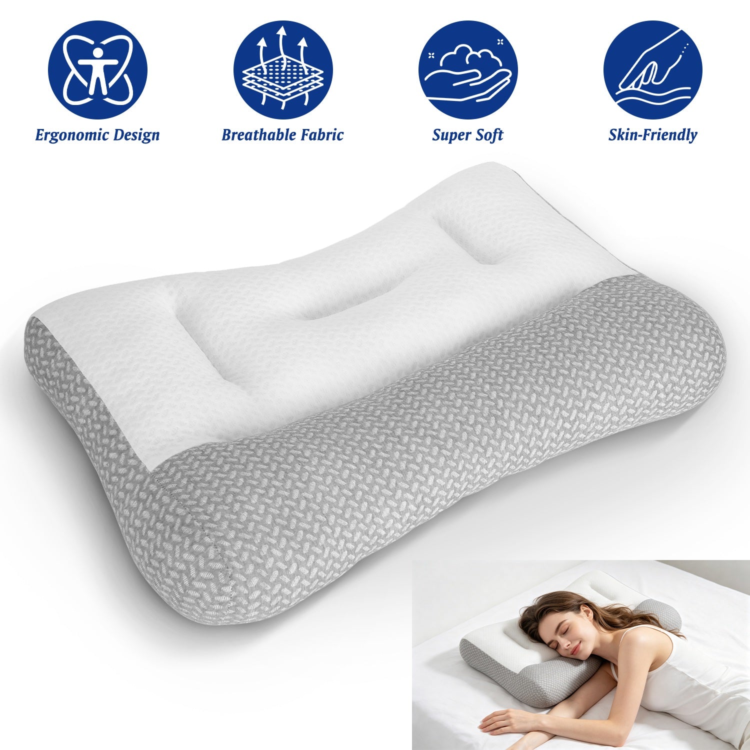 Ergonomic Breathable Mesh Bed Pillow