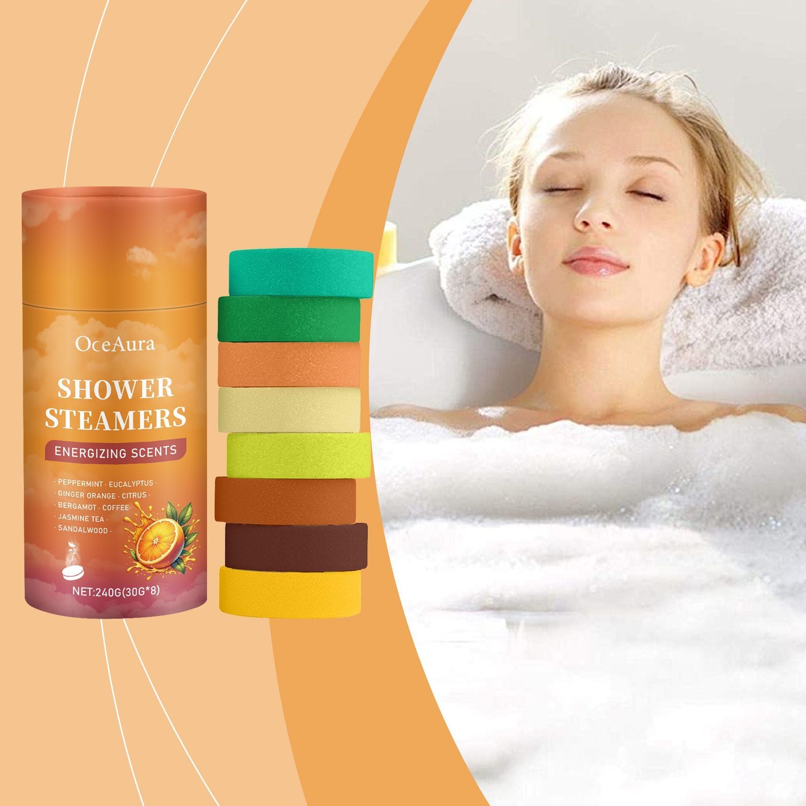 Eight-piece shower aroma tablet set