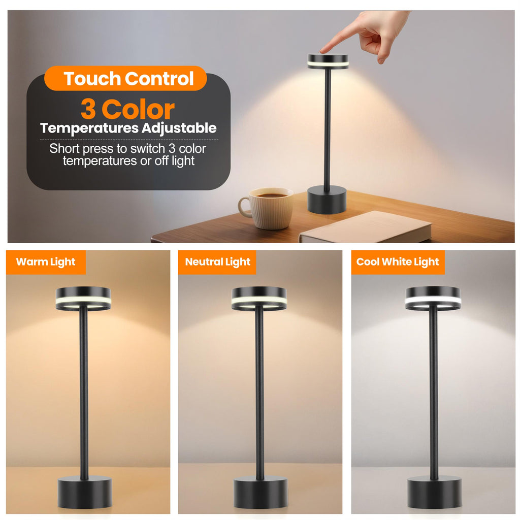 Cordless LED Table Lamp with Dimming Touch Control