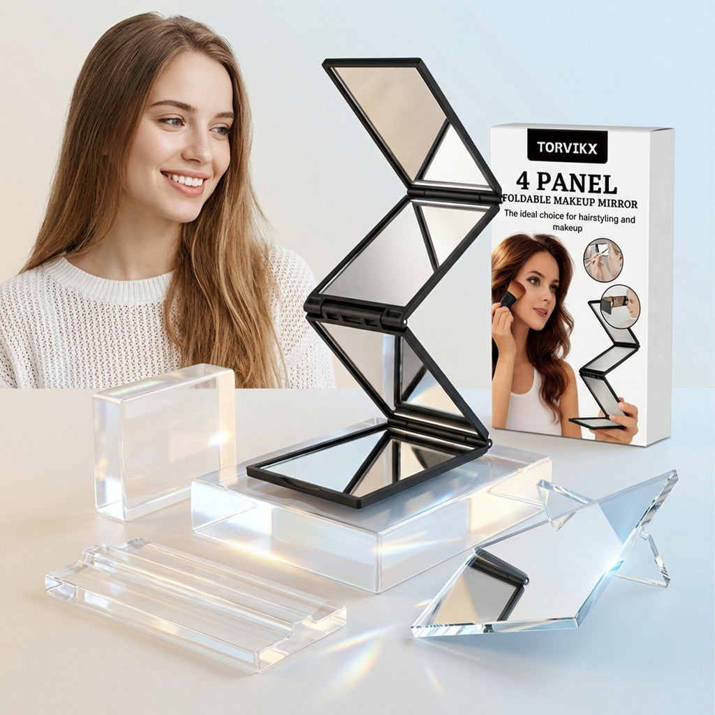 Four-Panel Folding Makeup Mirror