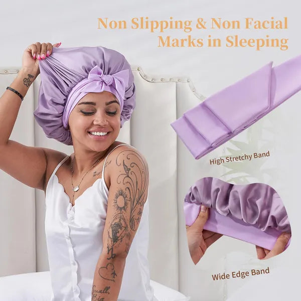 Silk Sleep Bonnet in Rose Red