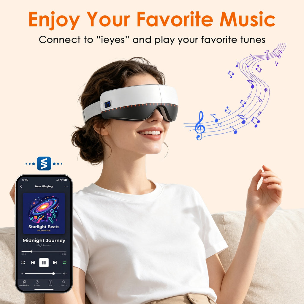 Foldable eye massager with soothing features